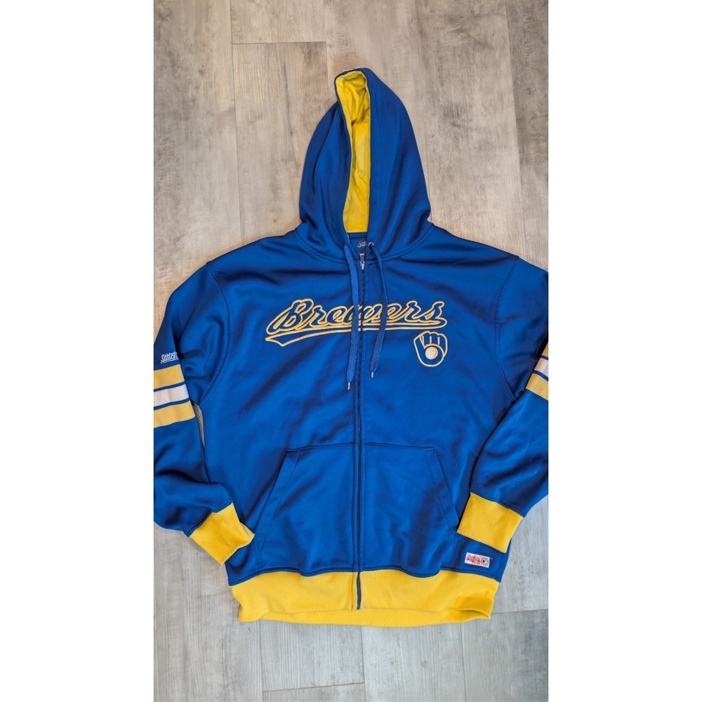 Mitchell & Ness Milwaukee Brewers Royal Head Coach Full-Zip Hoodie Men's LMLB